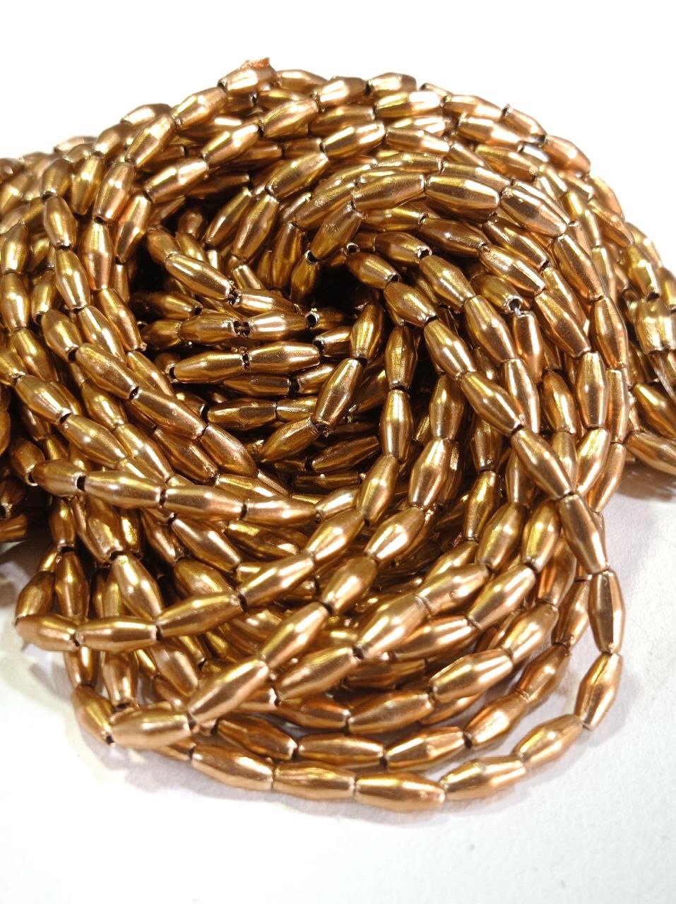 LeCraft Royal Premium Gold Rice/Wheat Beads for Aari & Maggam Embroidery – Metallic Grain Spacers for Bridal Blouses and Zardosi Work (80Beads x 5Lines per bunch)(4mm) thumbnail 2