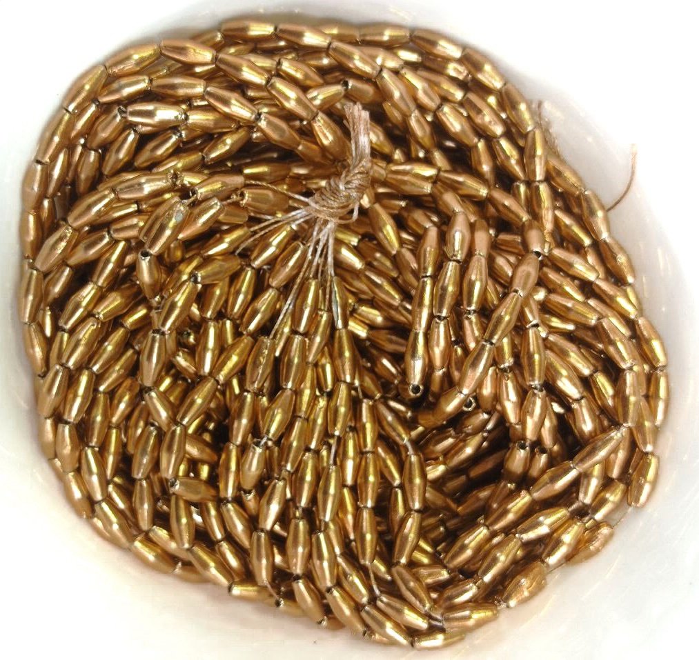 LeCraft Royal Premium Gold Rice/Wheat Beads for Aari & Maggam Embroidery – Metallic Grain Spacers for Bridal Blouses and Zardosi Work (80Beads x 15Lines per bunch)(3mm) thumbnail 2