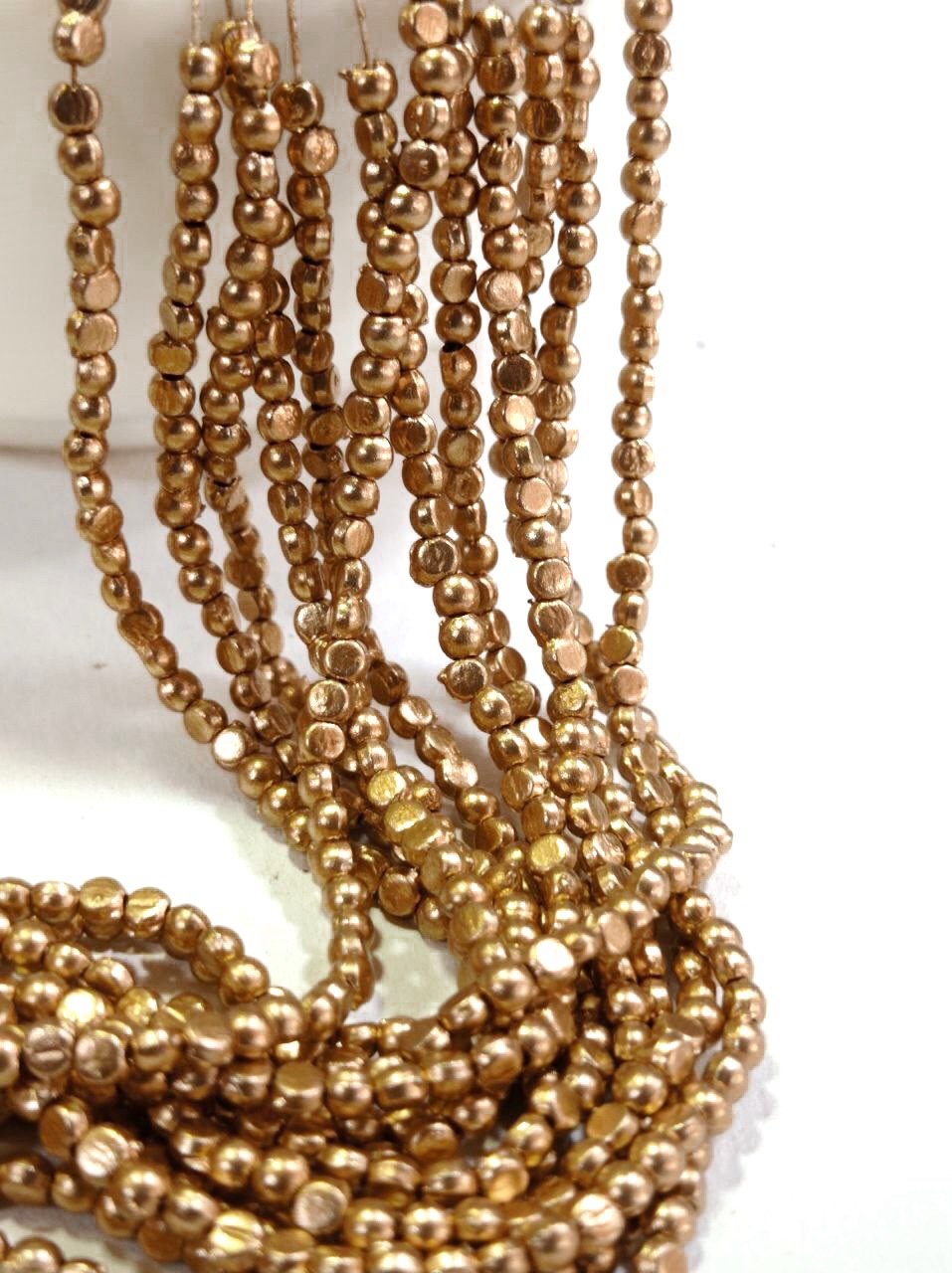 LeCraft Royal Premium Metallic Half Beads - 4mm Faceted Gold for Aari Work & Embroidery(100Beads x 12Lines per bunch (5Bunch) thumbnail 3