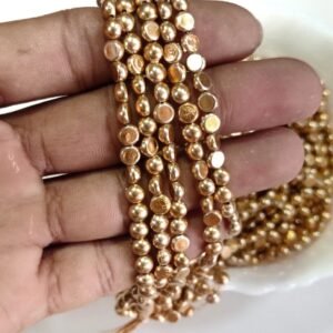LeCraft Royal Premium Metallic Half Beads - 4mm Faceted Gold for Aari Work & Embroidery(100Beads x 12Lines per bunch (5Bunch)