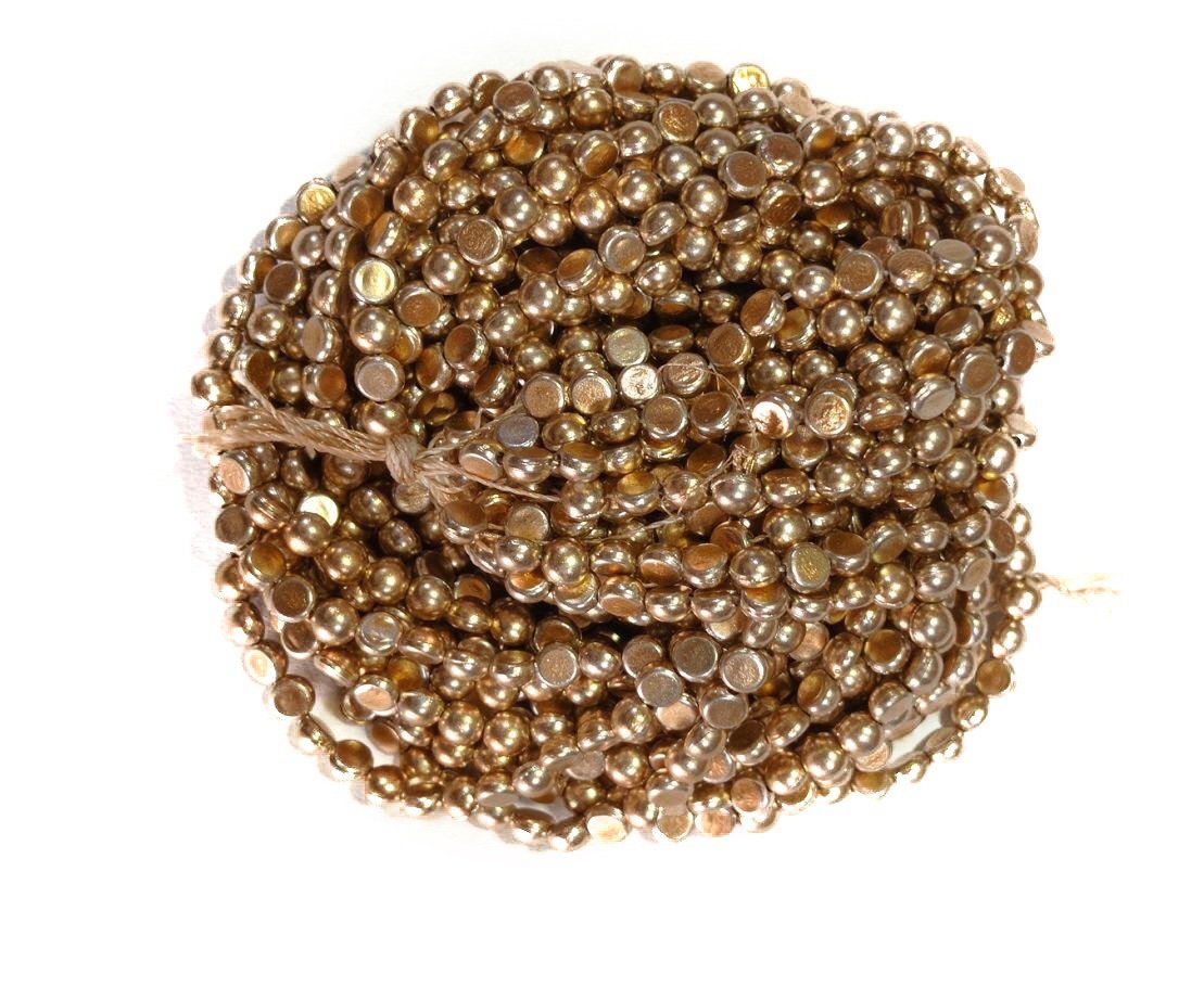 LeCraft Royal Premium Metallic Half Beads - 4mm Faceted Gold for Aari Work & Embroidery(100Beads x 12Lines per bunch) thumbnail 2