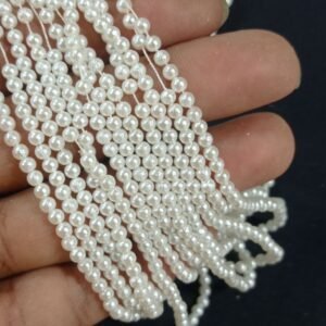 Lecraft Royal Premium White Round Pearl Beads (2.5mm)(100Beads x 12Lines per bunch)
