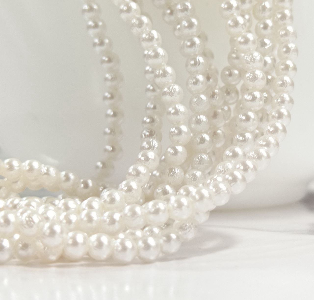 Lecraft Royal Premium White Round Pearl Beads(4mm)(96Beads x 12Lines per bunch)(5Bunch) thumbnail 2