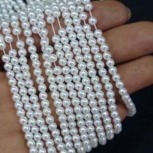 Lecraft Royal Premium White Round Pearl Beads(3mm)(96Beads x 12Lines per bunch)