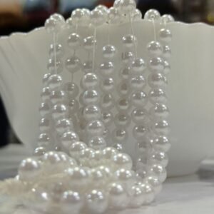 Lecraft Royal Premium White Round Pearl Beads(6mm)(80Piece x 12Lines per bunch)