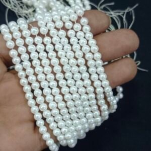 Lecraft Royal Premium White Round Pearl Beads(4mm)(96Beads x 12Lines per bunch)