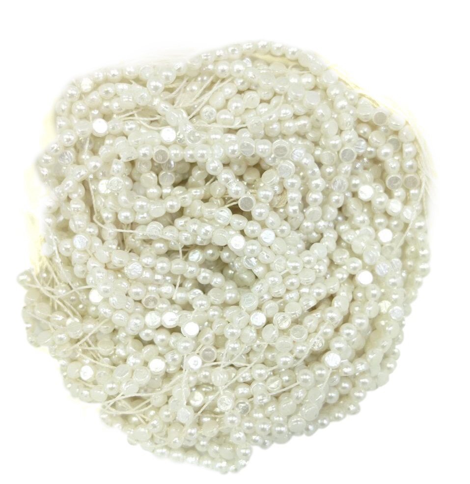 Lecraft Royal Premium Half-Round Flat-Back Pearls – Professional Embroidery & Craft Edition(4mm)(100Beads x 12Lines per bunch)(5Bunch) thumbnail 2
