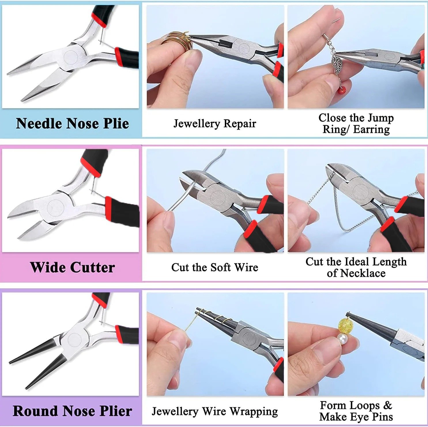 3-Piece Mini Pliers Tool Set for Jewelry Making & Crafting thumbnail 2