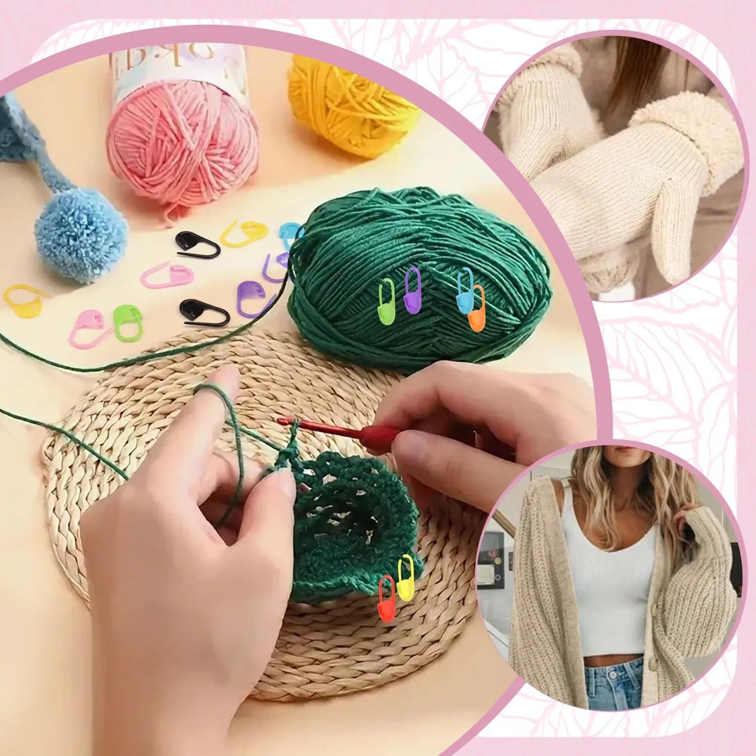 Multicolor Knitting Markers (20 pack each with 5 piece) thumbnail 4
