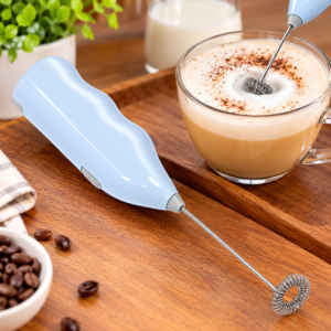 Portable Handheld Electric Milk Frother & Coffee Beater with Stainless Steel Whisk – Mini Foam Maker for Cappuccino, Latte, Hot Chocolate, Milk & Coffee